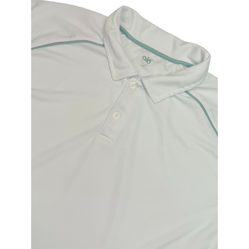 Alo CoolFit White Performance Polo Shirt Men's XXL Short Sleeve